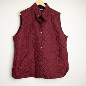 MOVING SALE Lands' End Primaloft Quilted Maroon Vest with Corduroy Collar  1X